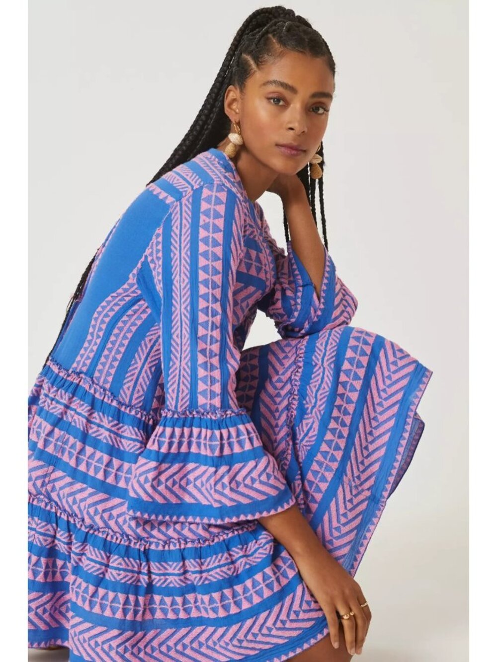 NWT Devotion Twins Ella Tunic in Neon Pink Blue A-line Tiered Mini Dress LP